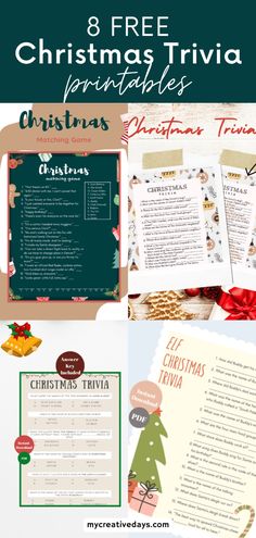 christmas trivia printables with the text 8 free christmas trivia printables