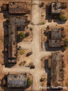 A small town in the Wild West. Wild West Battle Map, Desert Town Battlemap, Fantasy Wild West Town, Dnd Western Map, Wild West Dnd Map, Western Town Map, Wild West Fantasy Art, Dnd Wild West, Wild West Town