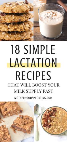 This lactation recipe roundup list 18 simple lactation recipes that will boost your milk supply fast. If you are a breastfeeding mother and need some help boosting your breastmilk production, this is the post for you! Here you'll find recipes for yummy lactation cookies, lactation overnight oats, and lactation smoothies. #breastfeeding #lactation #recipes Exclusive Pumping, Newborn Advice, Exclusive Breastfeeding, Lactation Recipes