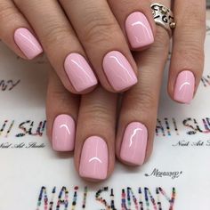 Pink Biab Nails, Barbie Pink Nails, Biab Nails, Pastel Pink Nails, Baby Pink Nails, Builder Gel Nails, Squoval Nails, Pink Gel Nails, Simple Gel Nails