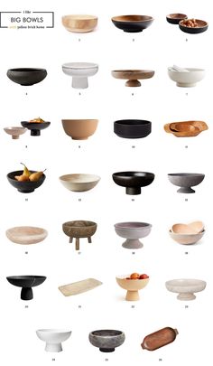 many different bowls and spoons are shown in this diagram, with the names below them