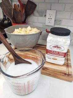 the ingredients are being prepared in the kitchen to be used as desserts or pudding