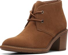 PRICES MAY VARY. Combining innovative design with elegant style, this round-toe ankle boot will fit easily into your year-round wardrobe 2.5" heel height Soft synthetic outsole provides comfort all day Dessert Boots Women Clarks, Boots Clarks Women, Round Wardrobe, Boot Fashion, Fashion Media, Scene Fashion, Clarks Women's, Dark Khaki, Ankle Bootie