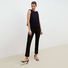 The Foster Pant—Everstretch - Black | M.M.LaFleur Modern Stretch Trousers, Chic Cropped Leg Elastane Pants, Modern Cropped Workwear Pants, Modern Cropped Leg Work Pants, Elastane Cropped Leg Pants For Workwear, Virtual Fashion, Pinterest Closet, Work Looks, Work Tops