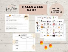 halloween game with candy corn and pumpkins