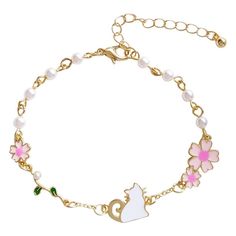 Fashion Sakura and Cat Bracelet PN1951 ●Material: Alloy Size: 19cm+5cm extend chain ●About Shipping: We attach great importance to the orders of each customer and parcel delivery. 1.Processing time: 2-3 business days. 2.Shipping time: 10-15 business days to US, please allow 3-4 weeks shipping to other country.(Shipping times can be affected by variable customs clearance times or public holidays.) White Adjustable Alloy Charm Bracelet, White Alloy Charm Bracelet As Gift, Adjustable White Jewelry With Cat Design, Adjustable White Cat Design Jewelry, Cat Design Bracelet Jewelry Gift, Cat Design Bracelet Jewelry For Gift, Louis Vuitton Bracelet, Cat Bracelet, Clothing Shopping