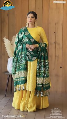 Indian Outfits Lehenga Modern, Indian Attire Modern, Yellow Dress Design, Gowns Dresses Indian, Designer Dresses Elegant, Haldi Dress, Bandhani Dupatta, Indian Bridesmaid Dresses, Long Gown Design