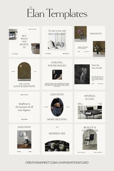 the website design for an interior and furniture store, with many different images on it