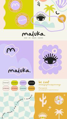 four different logos with the words maulika on them and an image of a flower