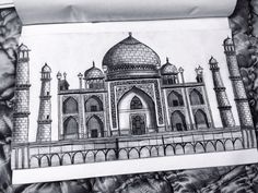 a drawing of the tajwa mosque in india is shown on a piece of paper