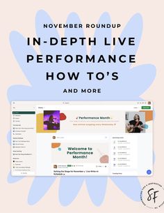 a web page with the words, november roundup in - depth live performance how to's and more