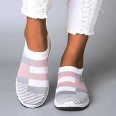 Category:Slip-Ons; Upper Materials:Mesh; Season:Summer,Spring; Heel Type:Flat Heel; Gender:Women's; Toe Shape:Round Toe; Style:Minimalism,Comfort,Casual; Heel Height(inch):<1; Outsole Materials:Rubber; Occasion:Daily,Outdoor; Closure Type:Loafer; Pattern:Striped; Listing Date:07/18/2023; Production mode:External procurement; 2023 Trends:Comfort Shoes; Foot Length:; Foot Width:; SizeChart1_ID:2:184043; Size chart date source:Provided by Supplier. Spring Flats, Mesh Fashion, Mesh Heels, Platform Flats, Women's Slip On Shoes, Summer Sneakers, Chic Shoes, Fabric Shoes, Breathable Shoes