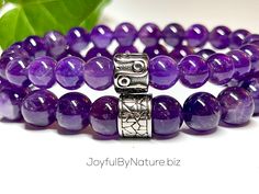 Catch the sale • Two styles of striking natural amethyst with stainless steel—8mm or 10mm beads • February birthstone, 6th anniversary • HANDMADE & custom-sized • From Joyful by Nature on Etsy #bracelet #easterjewelry #eastergifts #Healing Silver Amethyst Bracelet With 8mm Beads, Silver Amethyst Crystal Bracelet With 8mm Beads, Spiritual Round Beaded Bracelets For Anniversary, Amethyst Stretch Bracelet With 8mm Beads As Gift, Spiritual Round Rosary Bracelet With Polished Beads, Silver Spiritual Bracelet With 8mm Beads, Silver Beaded Bracelets With 8mm Beads For Meditation, Gift Rosary Bracelet With 8mm Beads, Silver Rosary Bracelet With 8mm Beads For Healing