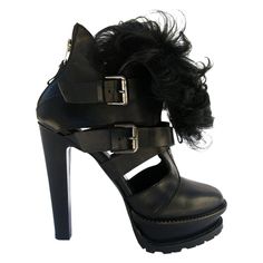 New ETRO Runway Leather Platform Boots with Fur Color – Black Italian Size 38 - US 8 100% Leather, Real Fur - Lamb, Back Zip Closure Side Buckle with ETRO Embossed, Leather and Rubber Sole Leather Covered Heel – 5 inches ( 13 CM), Platform – 1 INCH ( 2.5 CM), Leather Insole – 10 inches (25 ¼ CM) Made in Italy Retail $1,125.00 New with Box. Punk Style Leather Heels For Formal Occasions, Edgy Leather Heels For Winter, Edgy Formal Winter Heels, Punk Style Ankle-high Leather Heels, Punk Leather Heels For Winter, Punk Leather Heels For Fall, Edgy Heels For Winter Formal Occasions, Punk Leather Ankle Boot Heels, Punk Leather Ankle-high Heels