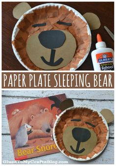 paper plate sleeping bear craft for kids to make