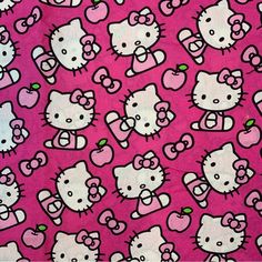 a pink background with hello kitty images on it