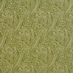 green and white paisley print fabric