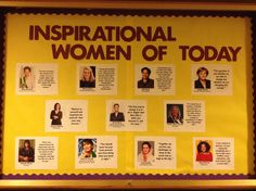 a bulletin board with women of today written on it