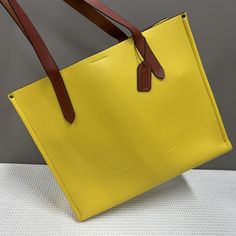 COACH pattern RELAY tote bag, size: 41.5*34.5*15 Designer Large Capacity Yellow Bag, Coated Canvas Tote Shoulder Bag For Shopping, Yellow Rectangular Coated Canvas Bag, Yellow Coated Canvas Bag For Travel, Yellow Coated Canvas Bags For Travel, Classic Yellow Bag For On-the-go, Classic Yellow Bags With Leather Handles, Music Bag, Multifunction Bag