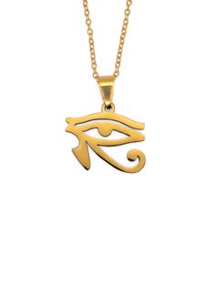 A necklace of the Eye of Horus, an ancient Egyptian symbol of protection, royal power and good health. Horus means "The One Far Above". His right eye was believed to be the sun, representing power and his left eye was the moon, representing healing.   Material: 18K Gold Plated/Silver Plated on Stainless Steel Pendant Dimensions: 2cm x 2.3cm Chain Length: 50cm No Rusting/Discolouration Egyptian Deities, Ancient Egyptian Deities, The Eye Of Horus, Egyptian Deity