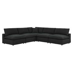 a black sectional couch on a white background