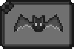 the pixel style bat is black and grey with white dots on its chest, it appears to be in an old - school video game