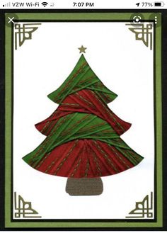 a christmas card with a red and green tree in the center, on a white background