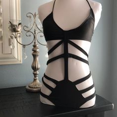 Brand New/Never Worn (Has New Panty Liner)This Strappy One Piece Is So Will Fit A/B Cup Black Stretch Strappy Bodysuit, Black Strappy Swimwear For Spring, Spring Black Strappy Swimwear, Panty Liner, B Cup, Womens Swim, One Piece Swimsuit, Cute Outfits, Lingerie