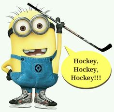 a minion holding a hockey stick with the words let's go browns