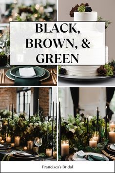 black, brown, and green wedding decor