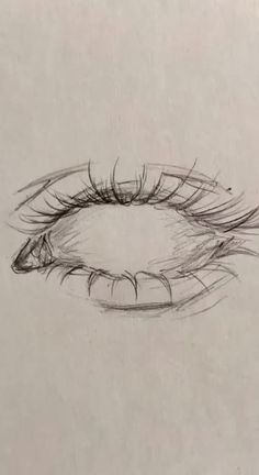 a pencil drawing of an eye with long lashes and large eyelashes on the outside of it