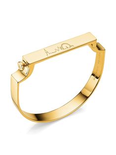 Combining strong clean lines with flowing curves, the handcrafted Signature bangle is both modern and feminine. The simple silhouette fits comfortably around your wrist, with a hinged bar that easily opens and closes with a snap fastener. The standard size bangle measures 54.3mm in height and 61.6mm in width, and is suitable for a wrist size up to 16.5cm/ 6.5” in circumference. The bar measures 46.4mm in length, 8mm in width and 2.5mm in depth. Wear effortlessly alone or stack with the Signature Signature Bracelet, Simple Silhouette, Monica Vinader, Snap Fasteners, The Bar, Gold Bangles, Womens Jewelry Bracelets, Gold Vermeil, Clean Lines