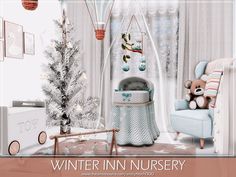 a baby's room decorated for winter in nursery