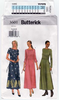 three women's dresses and one woman's dress sewing pattern, butterick