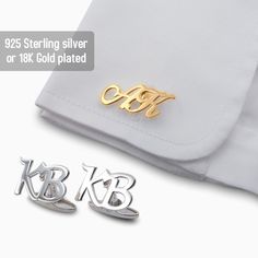 Groom cufflinks a wedding gift for groom Elevate your style with wedding cufflinks meticulously crafted with attention to every detail by jewelers with 35 years of experience. These customized initial cufflinks will make an impression regardless of the occasion, making them the perfect gift for groom, fathers, graduates, boyfriends, groomsmen, and wedding parties. D E T A I L S * Material: 925 Sterling silver, Sterling silver 18K Gold plated three layers ( filled ) * Dimension: 25 x 12 mm  ( 0,9 Elegant White Gold Cufflinks As Gift, Personalized Silver Cufflinks For Formal Occasions, Elegant Adjustable Cufflinks For Father's Day, Silver Initials Cufflinks For Business, Formal Initials Cuff Jewelry, Modern Initials Jewelry For Formal Occasions, Formal Cuff Jewelry With Initials, Elegant White Cufflinks For Wedding, Classic Cuff Wedding Jewelry