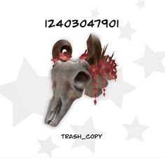 an animal skull with horns and red flowers on it's head is surrounded by stars