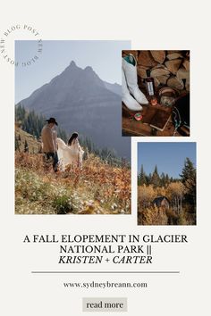 an advertisement for the fall event in glacier national park