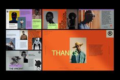 an orange brochure with the words thanks written on it and images of black men