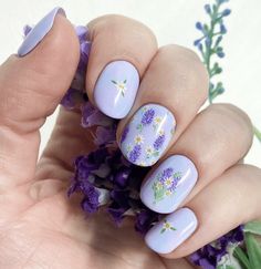 Flower Nails Lavender, Hyacinth Nails, Lavender Flower Nails, Lavender Nail Art, Quince Nails, Zebra Print Nails, Easter Nail Designs, Art 2024