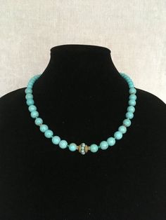 Turquoise Magnesite Necklace, Tibetan Bead Necklace, Turquoise Necklace, Unique Gift, Beaded Necklac