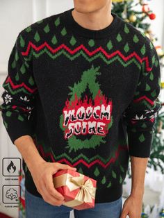 Men Simple Christmas Crew Neck Long Sleeve Casual Sweater Multicolor Casual  Long Sleeve Knitwear Animal,Christmas,Letter Pullovers Slight Stretch  Men Clothing, size features are:Bust: ,Length: ,Sleeve Length: Christmas Letter, Animal Christmas, Cardigan Casual, Casual Sweater, Holiday Wear, Mens Hooded, Casual Sweaters, Inspiration Mode, Kids Sleepwear