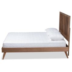 Baxton Studio Takeo Mid-Century Modern Transitional Ash Walnut Finished Wood Full Size Platform Bed FredCo King Size Platform Bed, Full Size Platform Bed, Queen Size Platform Bed, Full Platform Bed, King Platform Bed, Slatted Headboard, Queen Platform Bed, Mattress Support, Wood Platform Bed