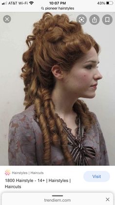 1945 Hairstyles, 1800 Hairstyles, 1870s Hairstyles, 1800s Hair, Side Curls Hairstyles, 1800s Hairstyles, Old Fashioned Hairstyles