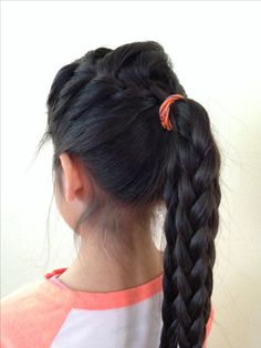 3 Braided Pony Tail 3 Braided Ponytail, Sleek High Ponytail, Prom Ponytail Hairstyles, Hair Style Girl, Side Ponytail Hairstyles, Deep Wave Brazilian Hair, French Braid Ponytail, Tail Braids, Braided Pony