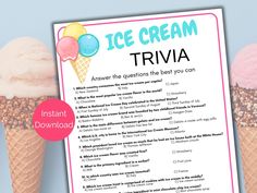 an ice cream trivia is shown with two cones