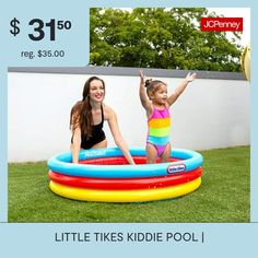 a woman and child playing in an inflatable pool with the price $ 31 50