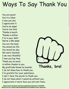 a poster with an image of a hand pointing at the viewer and saying,'ways to say thank you '