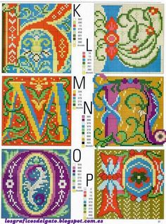 cross stitch alphabets with different letters and numbers