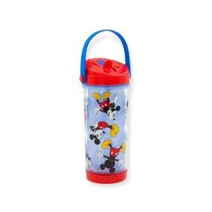 a plastic cup with mickey mouses on it