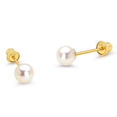 New One Pair Of 14k Solid All Real Gold, Not Plated, Synthetic White 3mm Pearl Stud Earrings With Screw Backing Comes In A Beautiful Jewelry Box 14k Yellow Gold 14k Gold Post And Ball Backing Screw Back, Screw Back Ball Earrings Size : 4mm, Simulated Pearl 14k Yellow Gold 14k Gold Post And Ball Backing Screw Back, Screw Back Ball Earrings Size : 4mm, Simulated Pearl Item#D-001500. Classic White Birthstone Earrings, White 14k Gold Birthstone Earrings, 14k Gold White Birthstone Earrings, White Classic Jewelry With Screw Back, White Screw Back Earrings For Gift, Classic White Screw Back Jewelry, White Pearl Earrings For Gift, White Pearl Earrings With Prong Setting As Gift